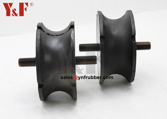 Black Round Rubber Bobbin Mounts Resistensi getaran Tugas berat