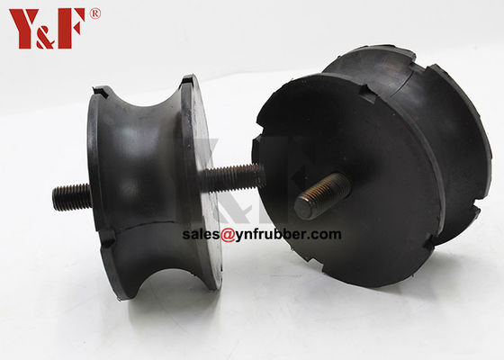 Black Round Rubber Bobbin Mounts Resistensi getaran Tugas berat